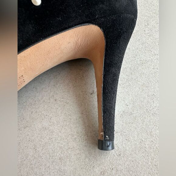 Chanel 2018 Pearl Embellished Suade Cap Toe Ankle Booties Size 36.5 - Picture 8 of 14